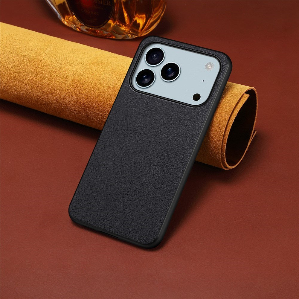 EIDERWOOD iPhone 17 Pro Max Hybrid Plastik Mobil Cover m. Lædertekstur - Sort