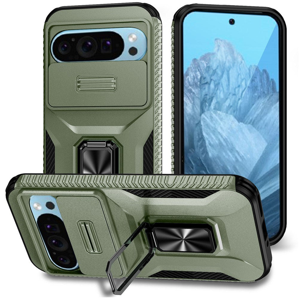 EIDERWOOD Google Pixel 11 Pro / 11 / 10 Pro / 10 / 9 Pro / 9 Håndværker Mobil Cover m. 360 Roterbar Kickstand - Grøn