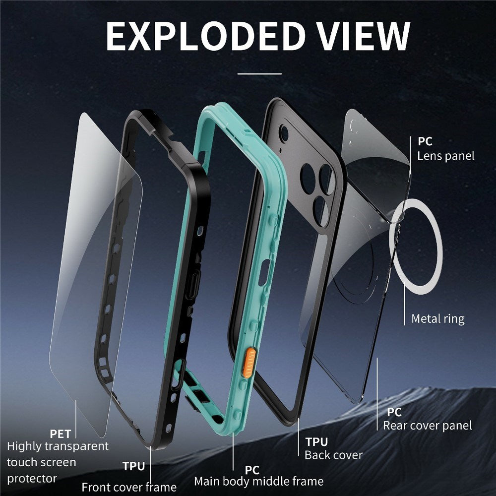 iPhone 17 Pro Max - EIDERWOOD Vandtæt Håndværker Cover m. Skærmbeskyttelse & Strop - MagSafe Kompatibel - Blå