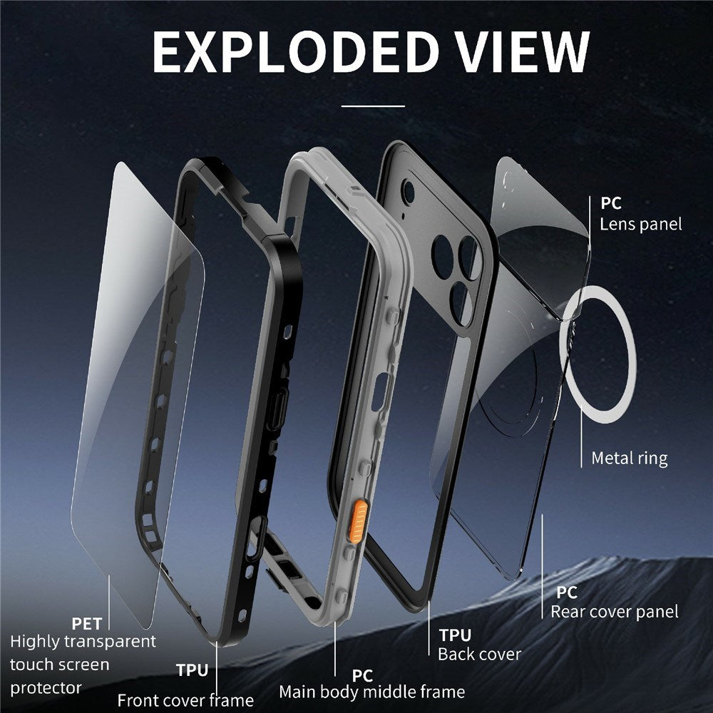 iPhone 17 Pro Max - EIDERWOOD Vandtæt Håndværker Cover m. Skærmbeskyttelse & Strop - MagSafe Kompatibel - Sort