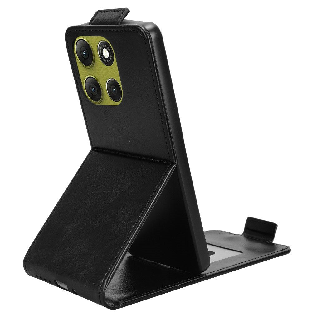 Motorola Moto G86 Power - EIDERWOOD Vertikal Kunstlæder Flip Cover - Kortholder & Ståfunktion - Sort