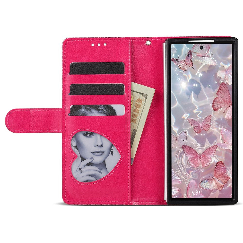 Samsung Galaxy Z Fold7 - EIDERWOOD Glitter Flip Cover m. Pung - Lyserød