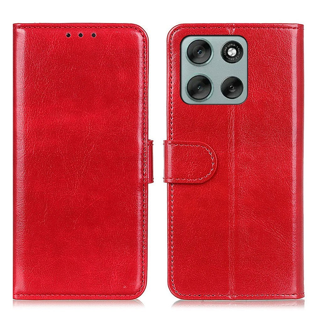 Motorola Moto G56 - EIDERWOOD Kunstlæder Flip Cover m. Kortholder & Ståfunktion - Rød