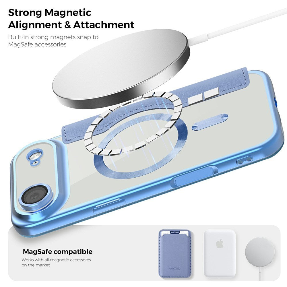 EIDERWOOD iPhone Air Flip Mobil Cover m. Gennemsigtig Bagside - MagSafe Kompatibel - Lyseblå