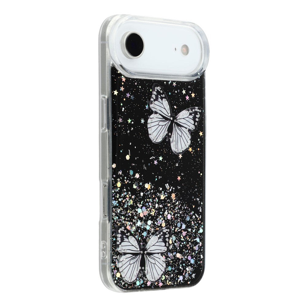 EIDERWOOD iPhone Air Fleksibelt Plastik Mobil Cover m. Sommerfugle - Gennemsigtig / Sort