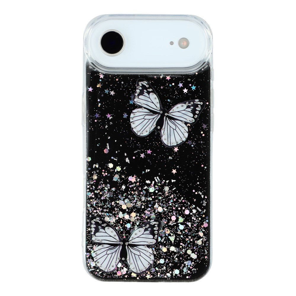 EIDERWOOD iPhone Air Fleksibelt Plastik Mobil Cover m. Sommerfugle - Gennemsigtig / Sort