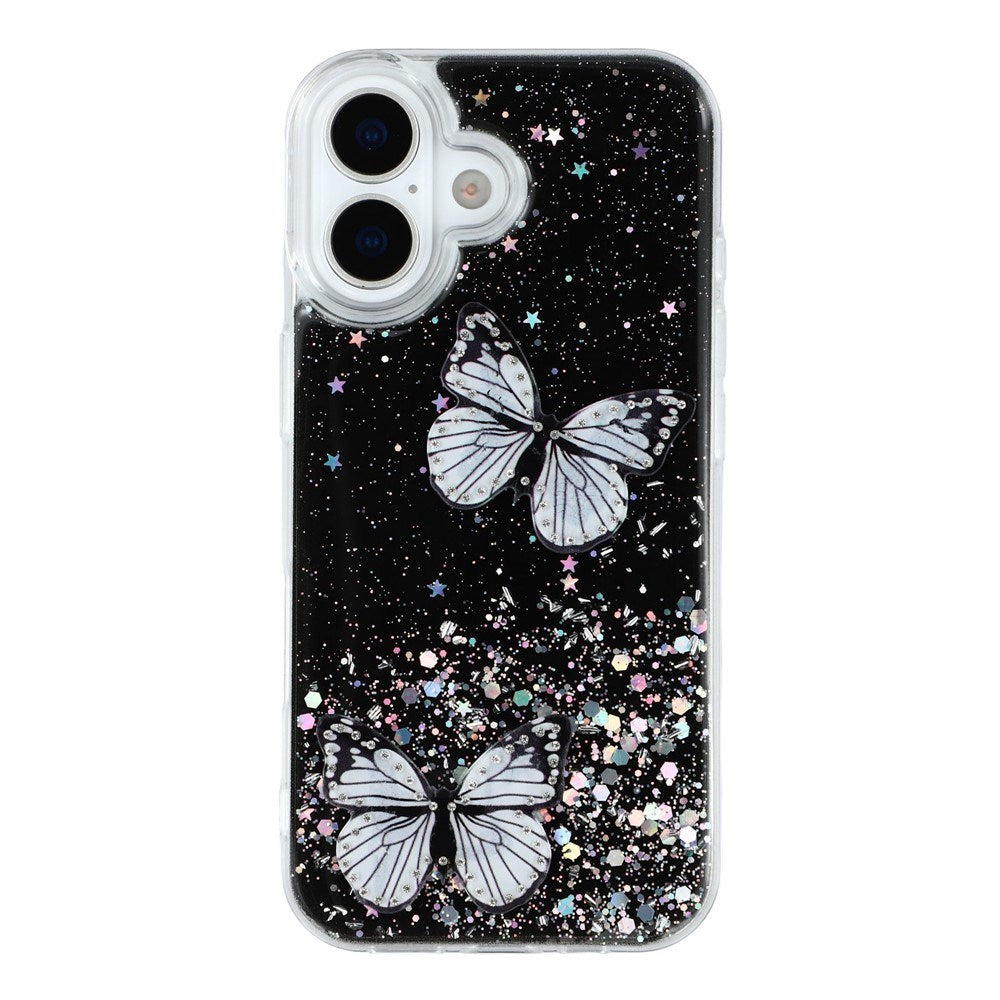 EIDERWOOD iPhone 17 Fleksibelt Plastik Mobil Cover m. Sommerfugle - Gennemsigtig / Sort