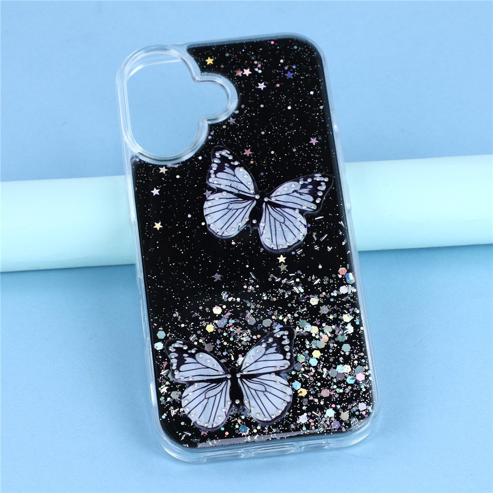EIDERWOOD iPhone 17 Fleksibelt Plastik Mobil Cover m. Sommerfugle - Gennemsigtig / Sort
