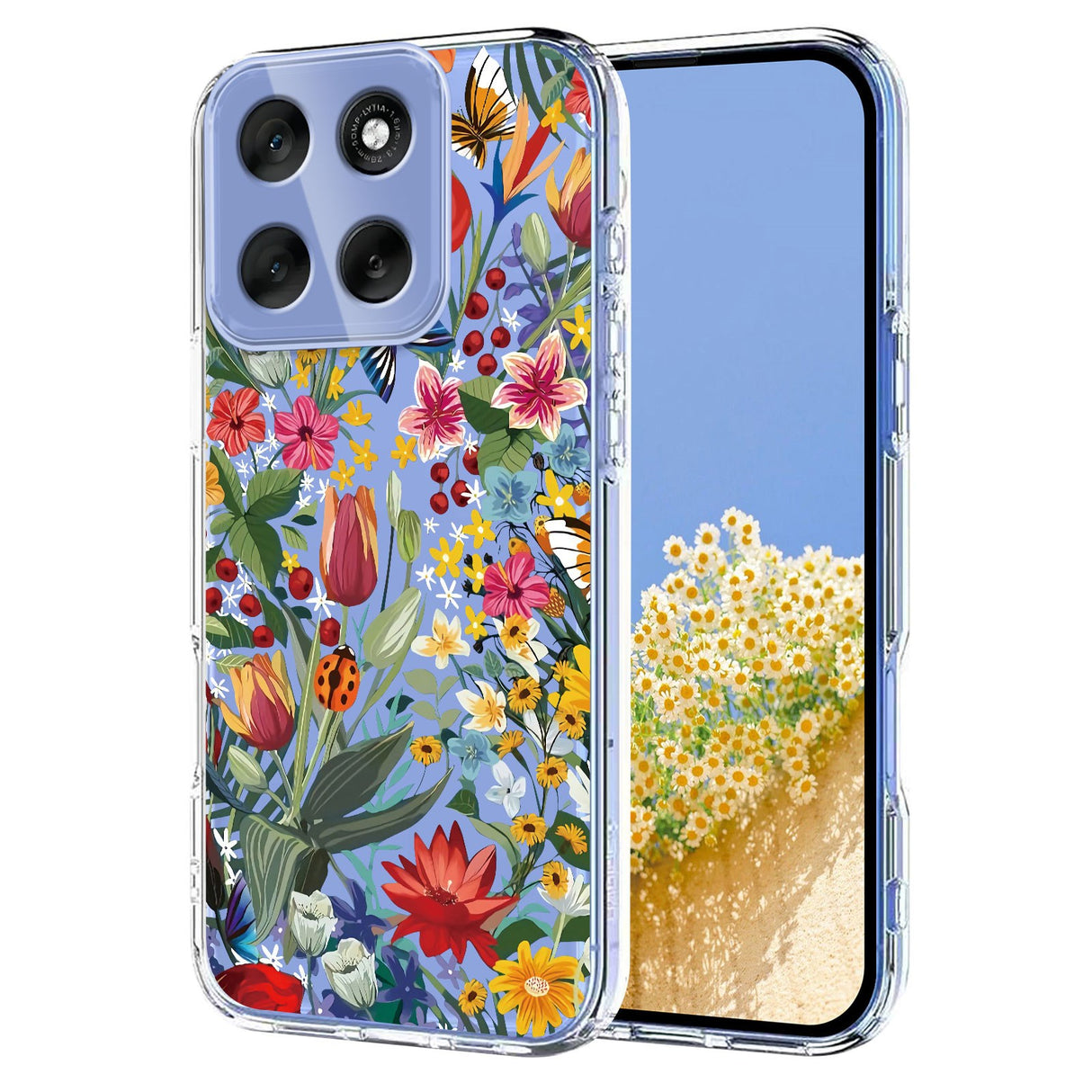 EIDERWOOD Motorola Moto G56 Fleksibelt Plastik Mobil Cover m. Blomstermotiv - Gennemsigtig / Liljer