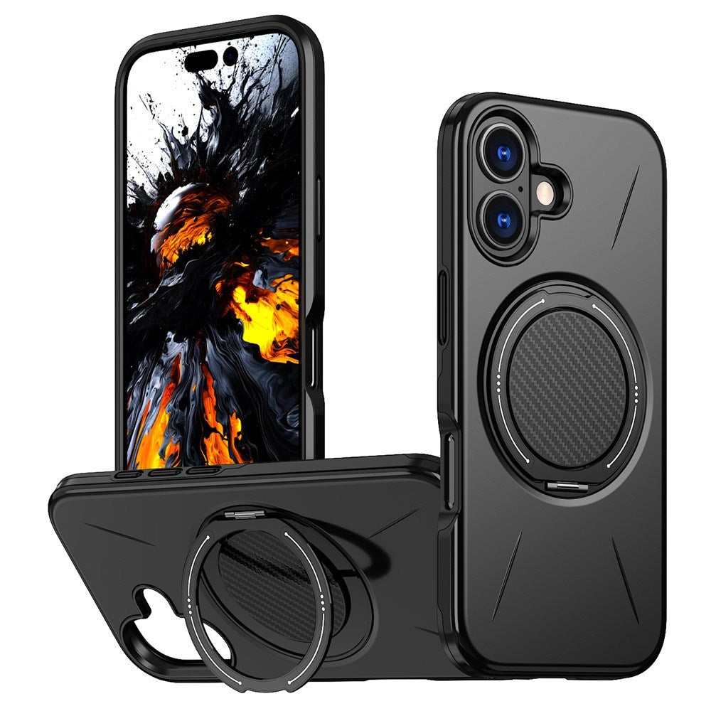 EIDERWOOD iPhone 17 Mobil Cover - Roterende Kickstand - Sort