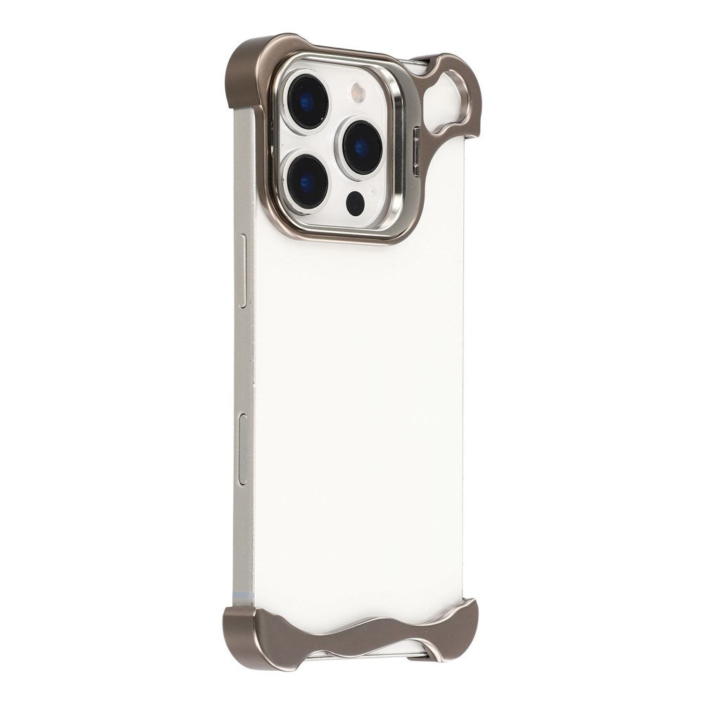 iPhone 16 Pro 2-i-1 Metal Bumper Cover - Ståfunktion & Linsebeskytter - Titanium