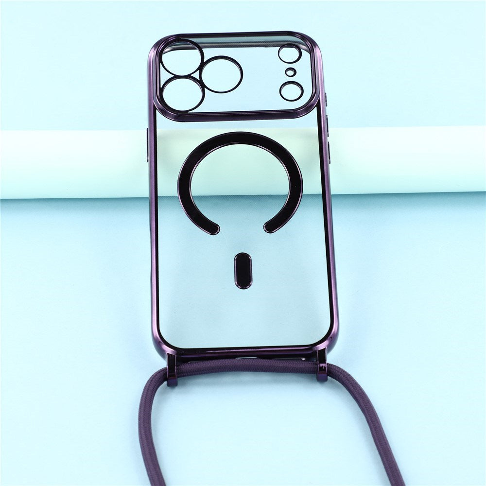 EIDERWOOD iPhone 17 Pro Max Fleksibelt Plastik Mobil Cover - inkl. Justerbar Strop - MagSafe Kompatibel - Gennemsigtig / Lilla