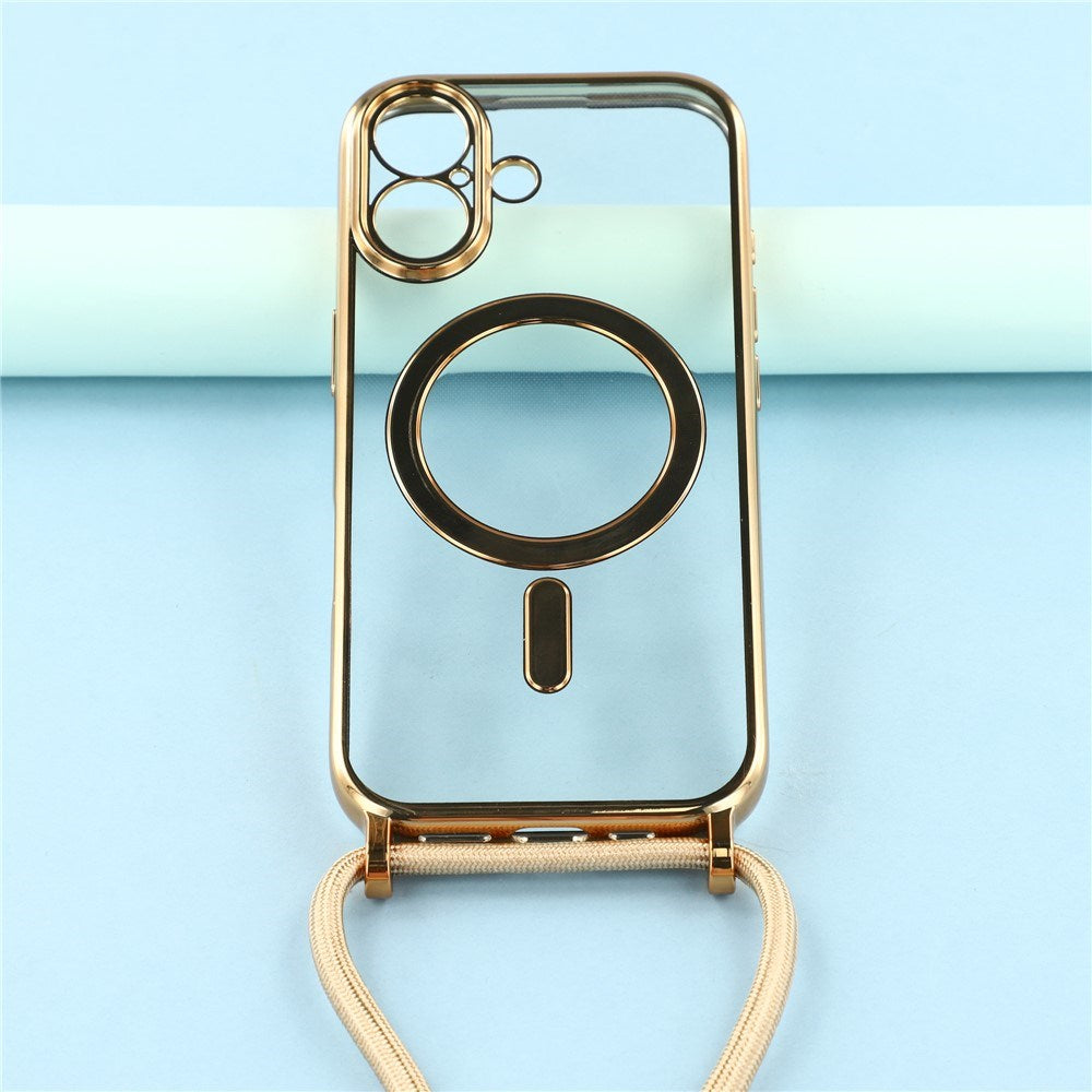 EIDERWOOD iPhone 17 Fleksibelt Plastik Mobil Cover - inkl. Justerbar Strop - MagSafe Kompatibel - Gennemsigtig / Guld
