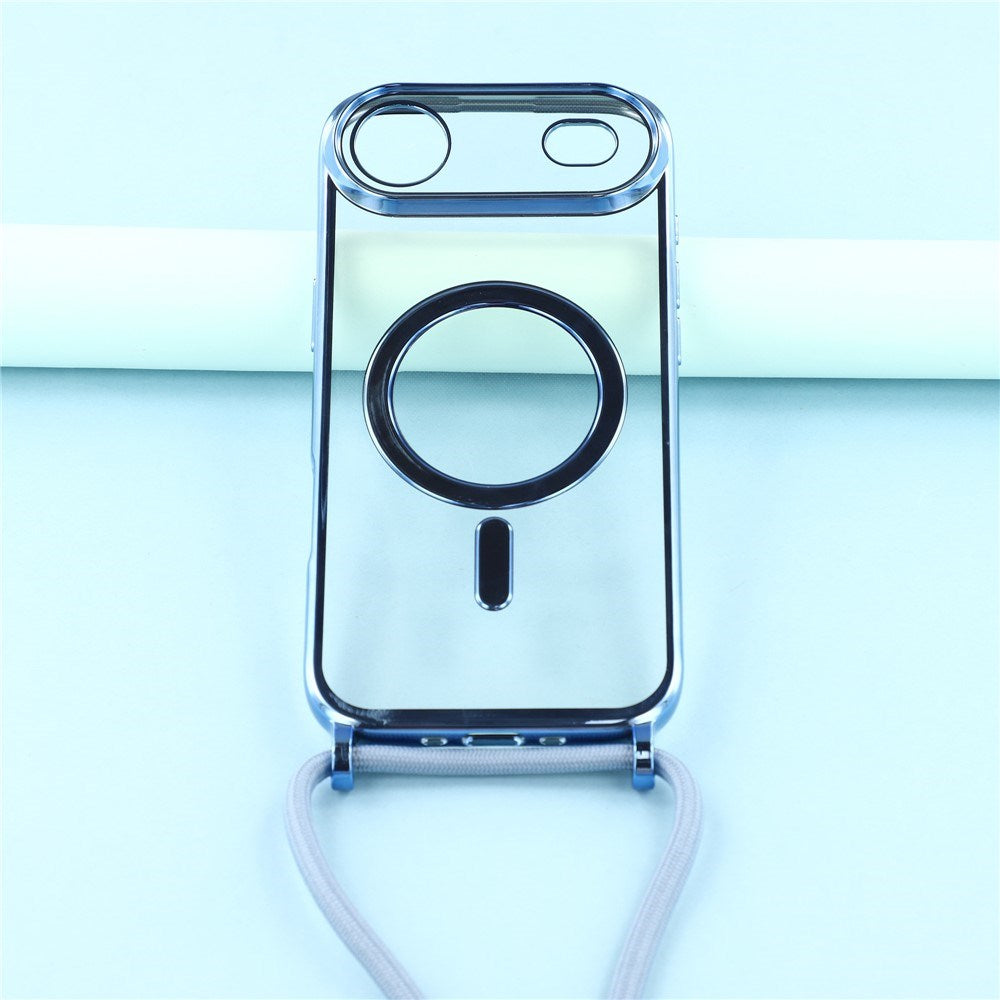 EIDERWOOD iPhone Air Fleksibelt Plastik Mobil Cover - inkl. Justerbar Strop - MagSafe Kompatibel - Gennemsigtig / Blå