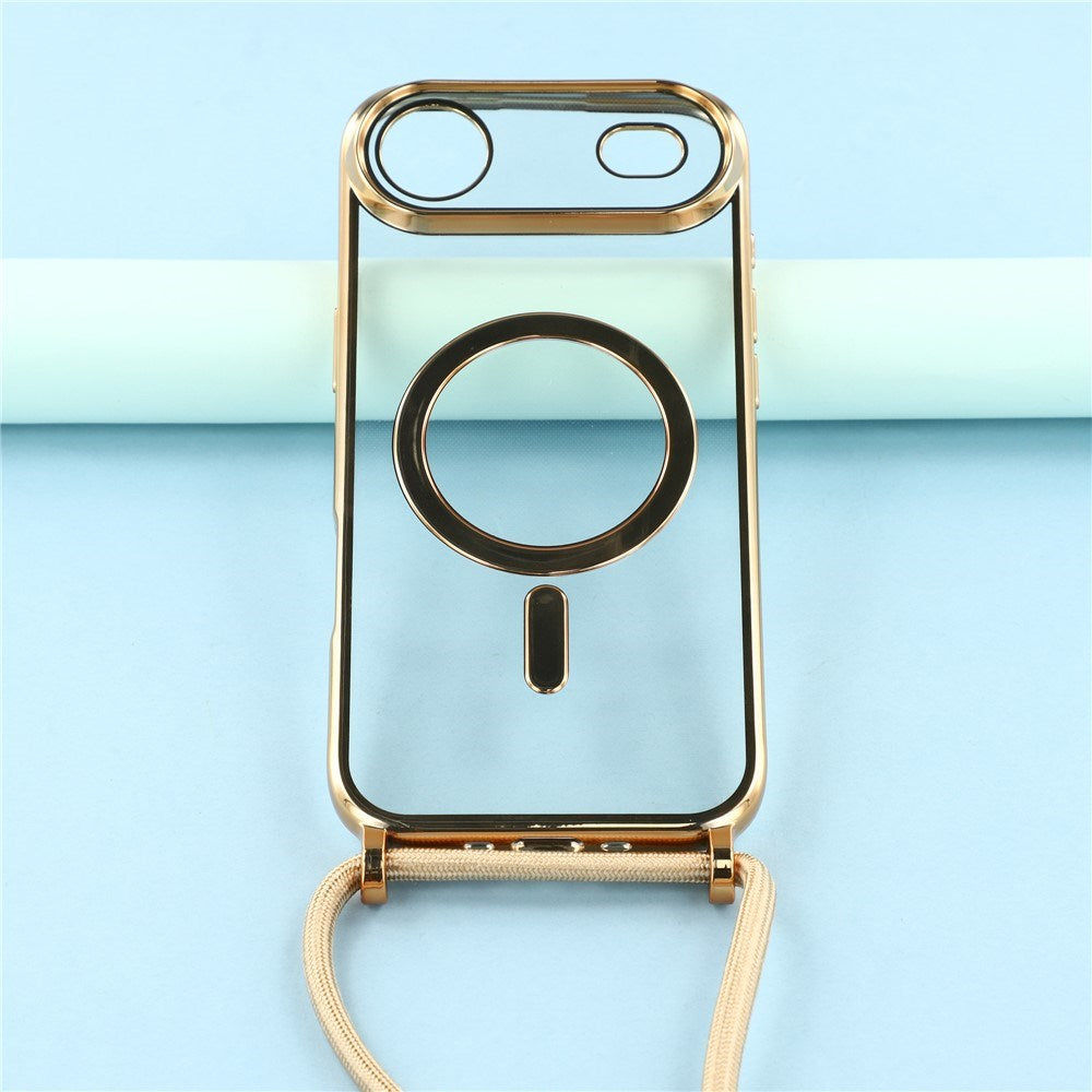 EIDERWOOD iPhone Air Fleksibelt Plastik Mobil Cover - inkl. Justerbar Strop - MagSafe Kompatibel - Gennemsigtig / Guld