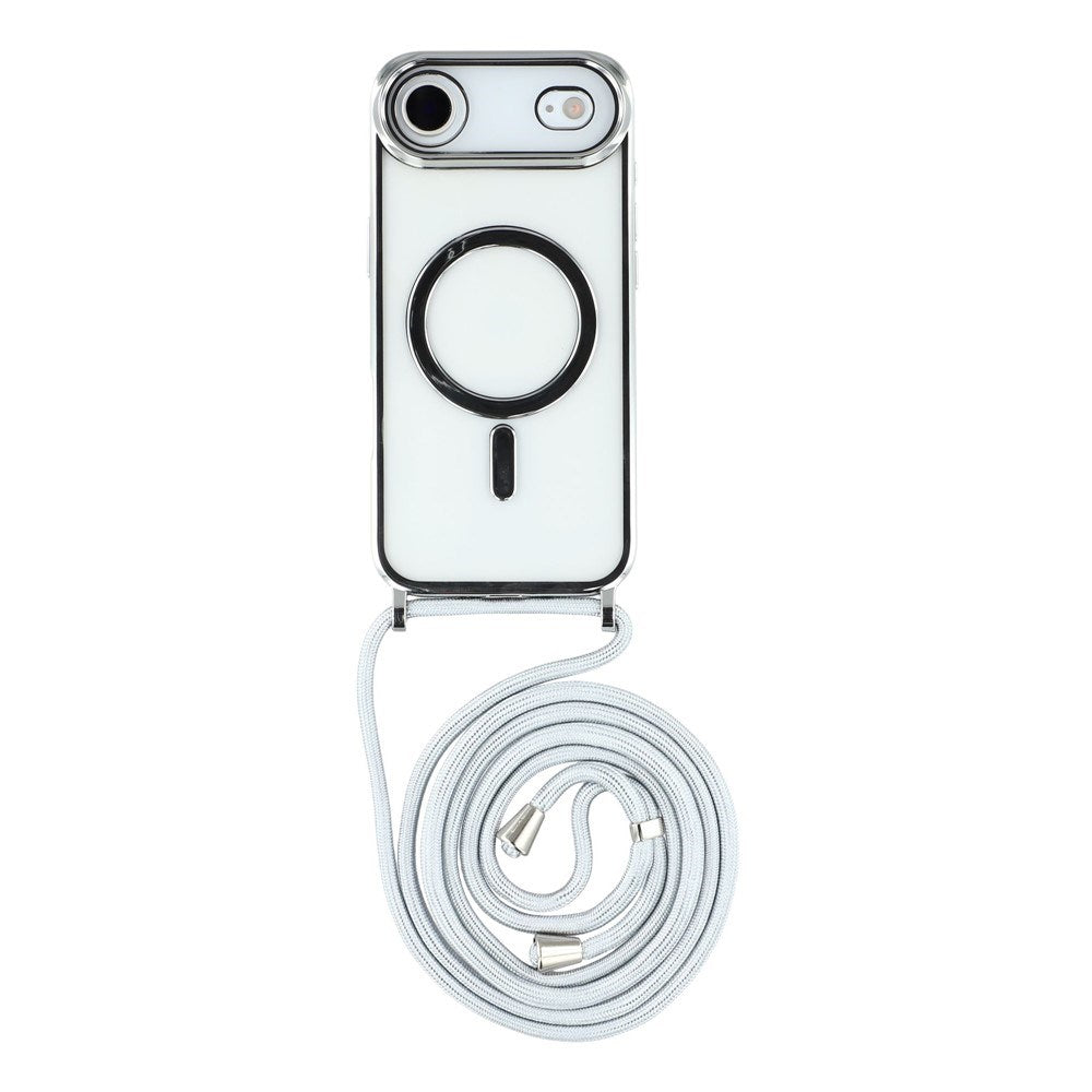 EIDERWOOD iPhone Air Fleksibelt Plastik Mobil Cover - inkl. Justerbar Strop - MagSafe Kompatibel - Gennemsigtig / Sølv