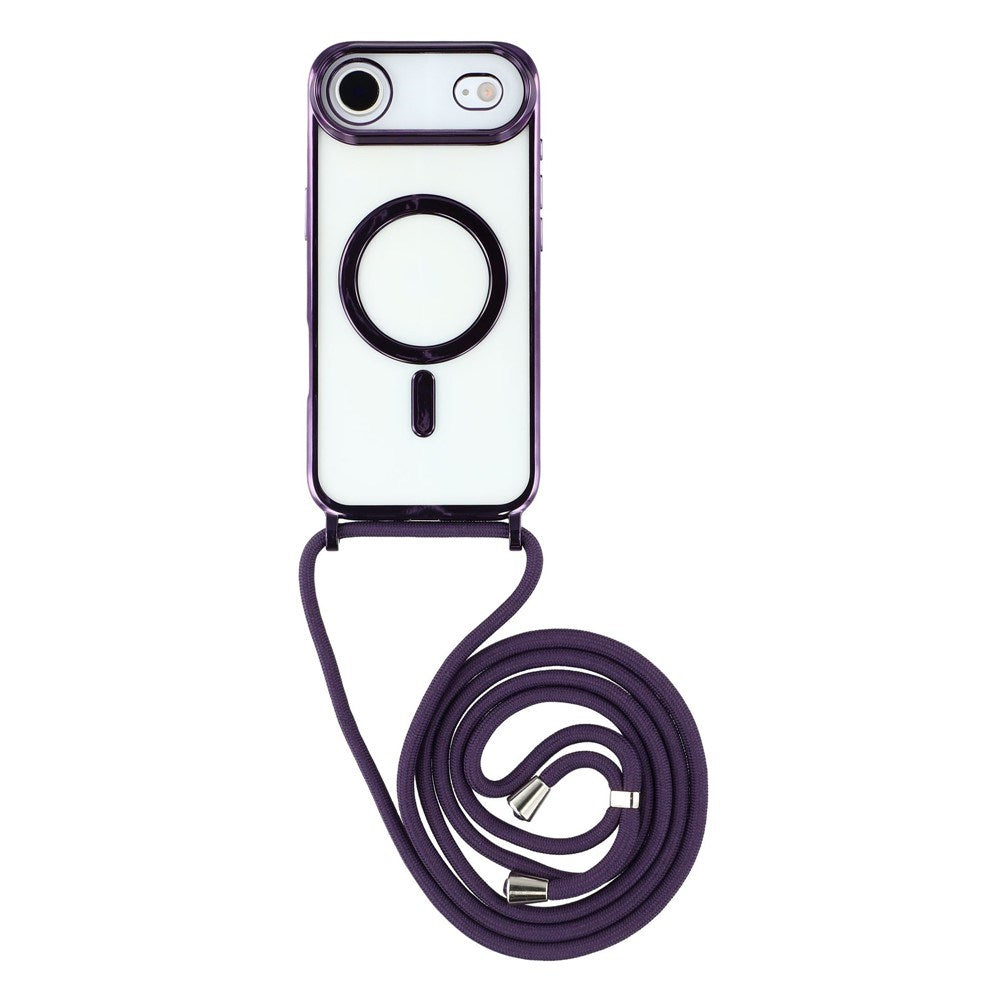 EIDERWOOD iPhone Air Fleksibelt Plastik Mobil Cover - inkl. Justerbar Strop - MagSafe Kompatibel - Gennemsigtig / Lilla
