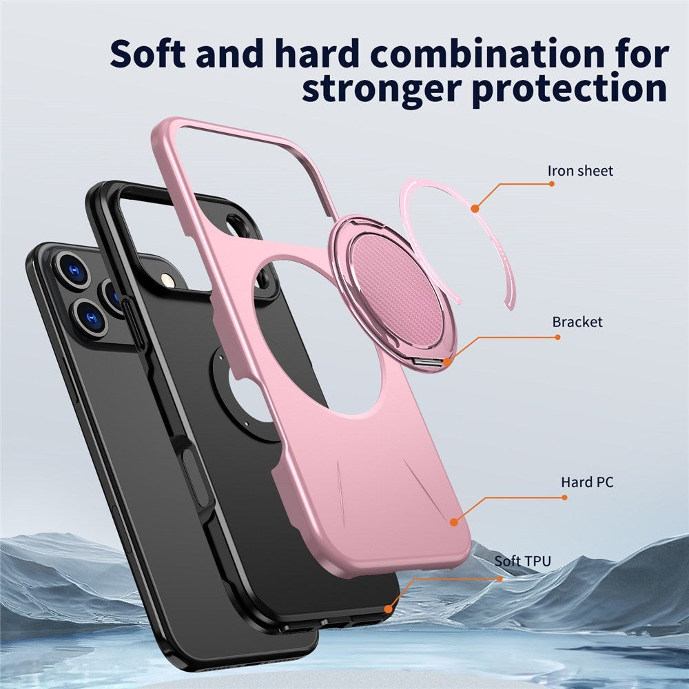 EIDERWOOD iPhone 17 Pro Mobil Cover - Roterende Kickstand - Lyserød