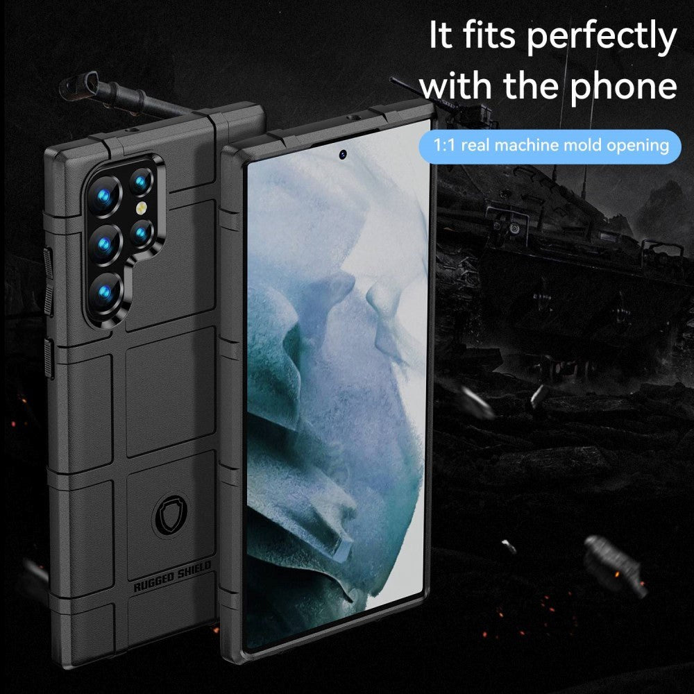 Samsung Galaxy S23 Ultra Rugged Shield Series Håndværker Bagside Cover - Sort