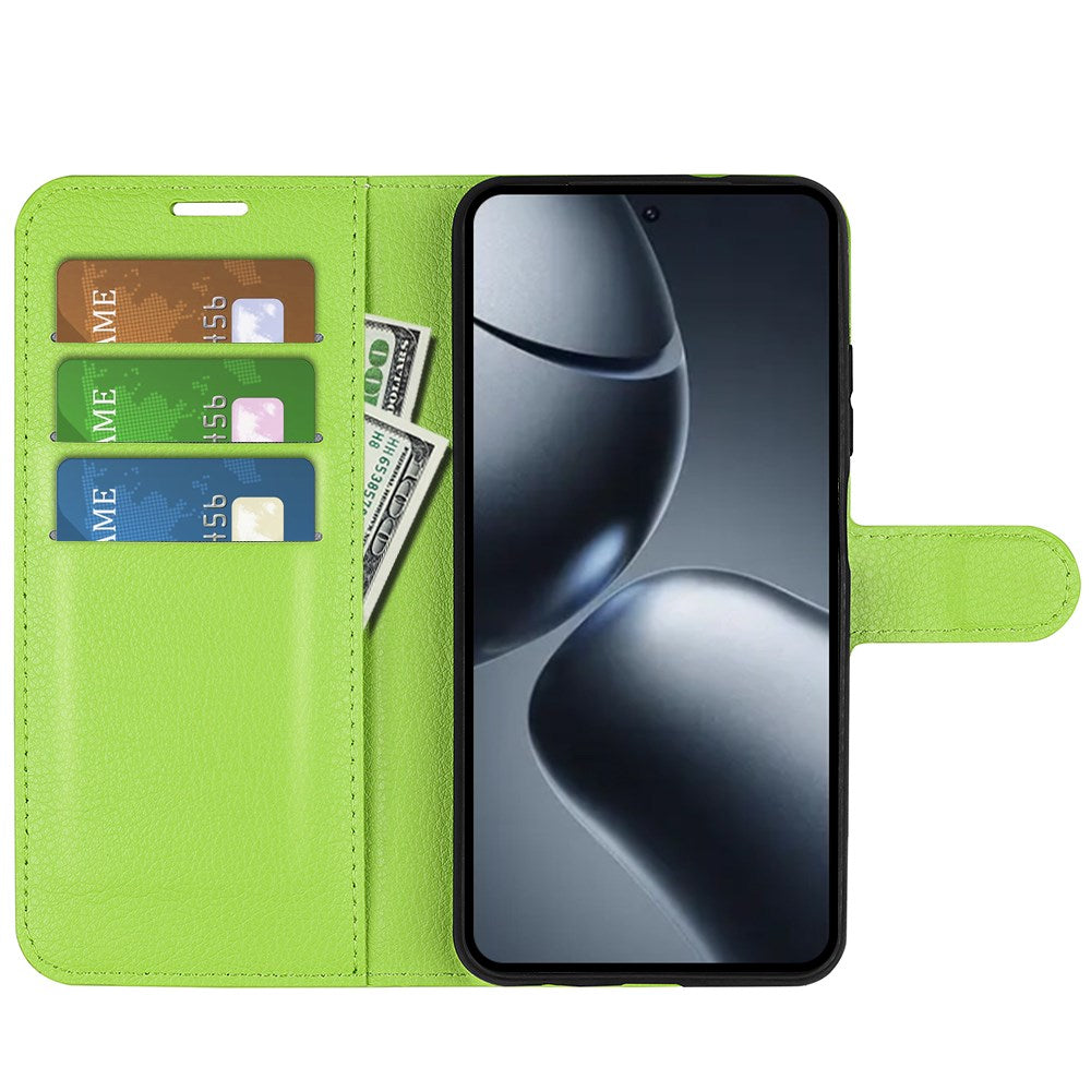 Xiaomi 15T Pro EIDERWOOD Kunstlæder Flipcover m. Pung & Ståfunktion - Grøn