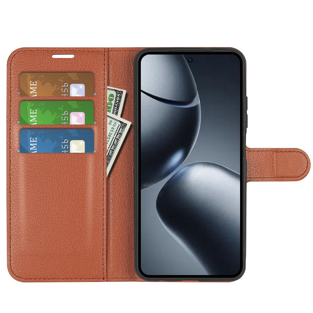 Xiaomi 15T Pro EIDERWOOD Kunstlæder Flipcover m. Pung & Ståfunktion - Brun