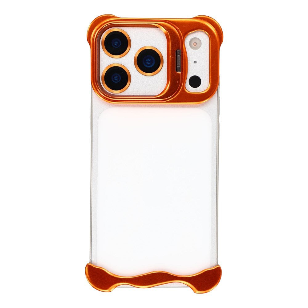 iPhone 17 Pro 2-i-1 Metal Bumper Cover - Ståfunktion & Linsebeskytter - Orange