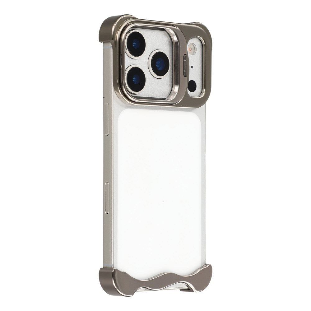 iPhone 17 Pro 2-i-1 Metal Bumper Cover - Ståfunktion & Linsebeskytter - Titanium
