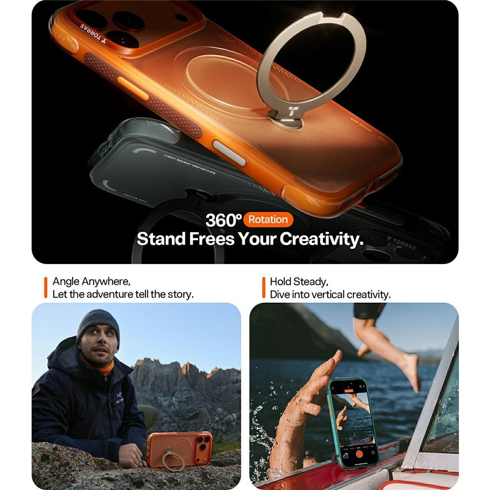 TORRAS iPhone 17 Pro Max Ostand Q3 Air Mobil Cover m. Kickstand - MagSafe Kompatibel - Blå