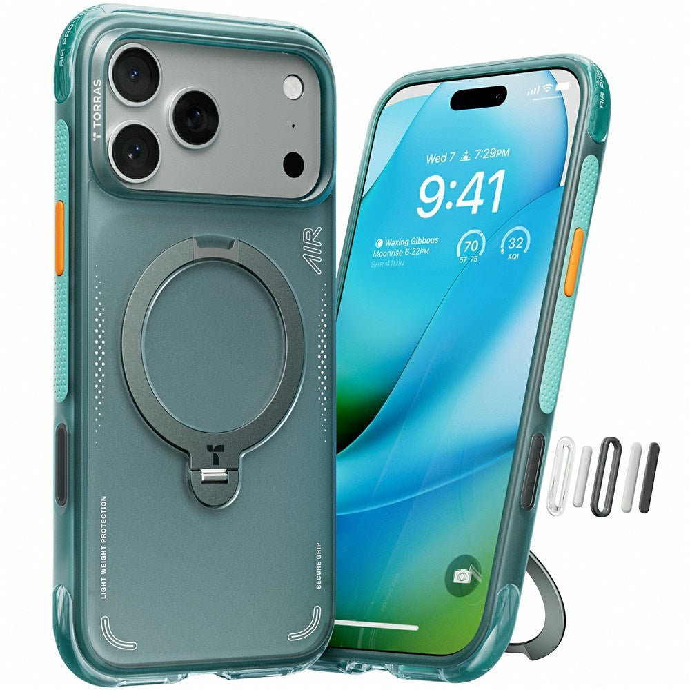 TORRAS iPhone 17 Pro Max Ostand Q3 Air Mobil Cover m. Kickstand - MagSafe Kompatibel - Grøn