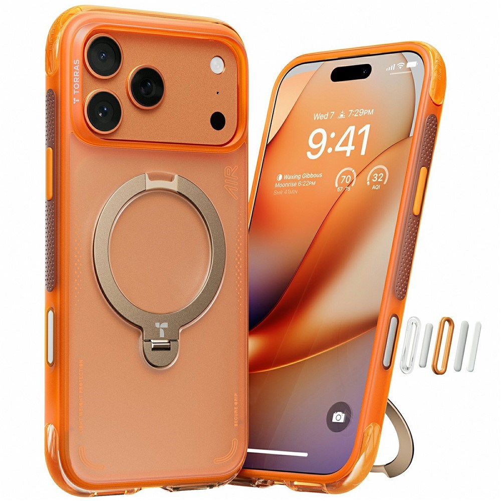 TORRAS iPhone 17 Pro Ostand Q3 Air Mobil Cover m. Kickstand - MagSafe Kompatibel - Orange