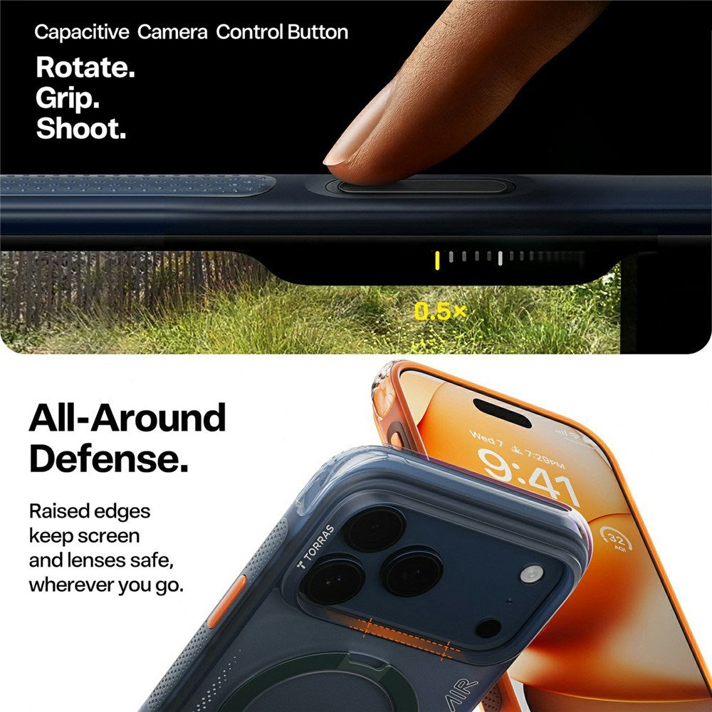 TORRAS iPhone 17 Pro Ostand Q3 Air Mobil Cover m. Kickstand - MagSafe Kompatibel - Blå