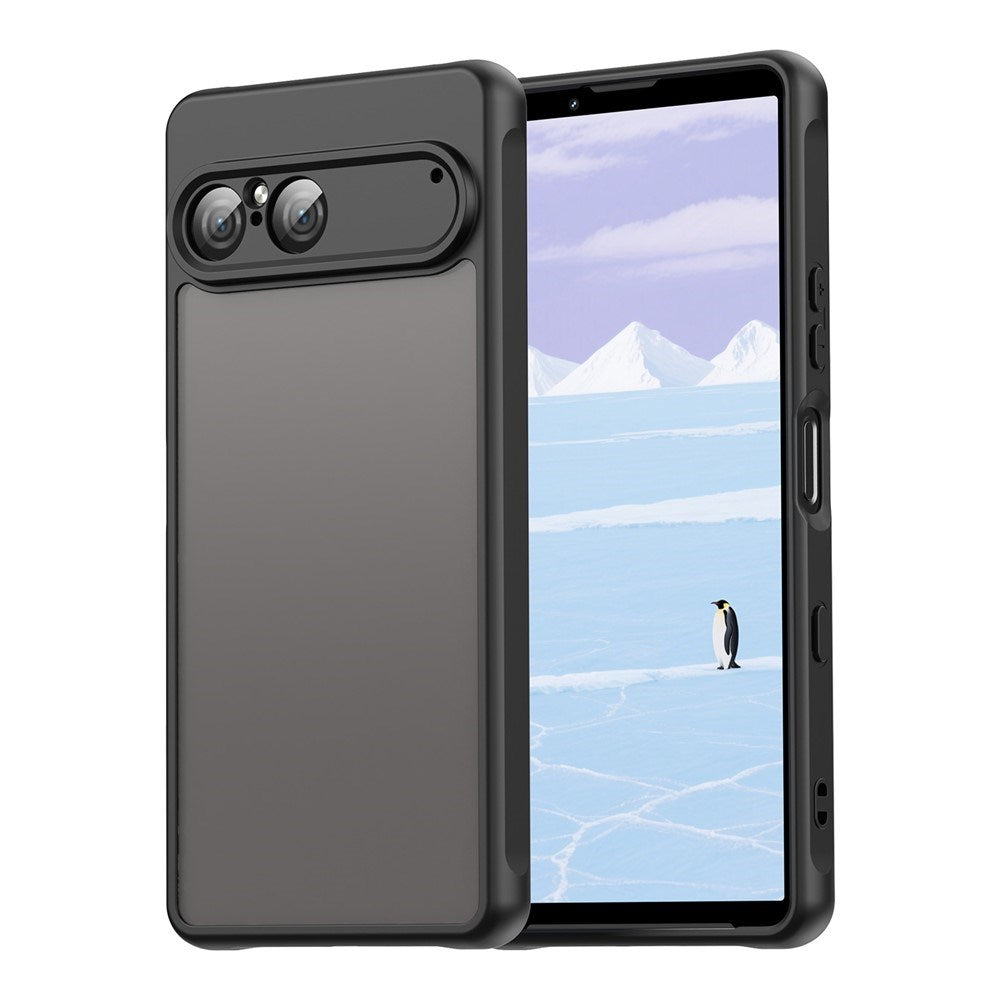Sony Xperia 10 VII - EIDERWOOD Mat Hybrid Bagside Cover - Gennemsigtig / Sort