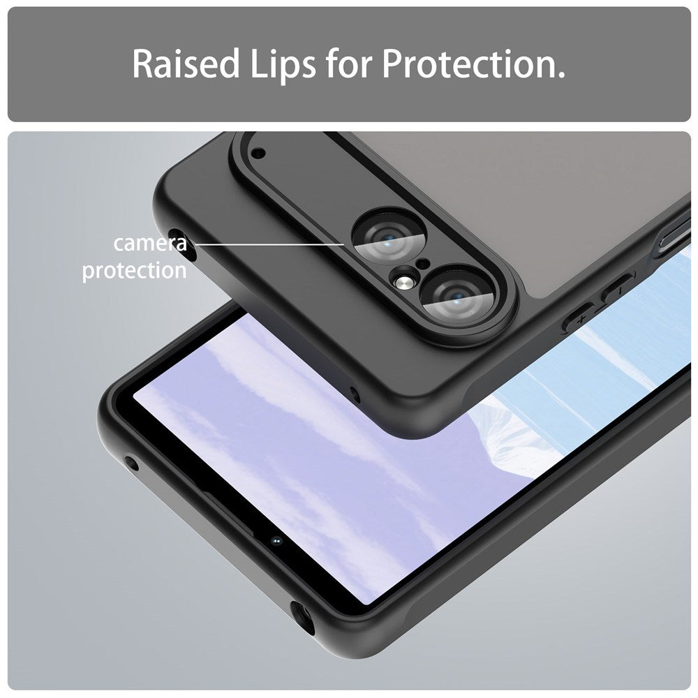 Sony Xperia 10 VII - EIDERWOOD Mat Hybrid Bagside Cover - Gennemsigtig / Sort