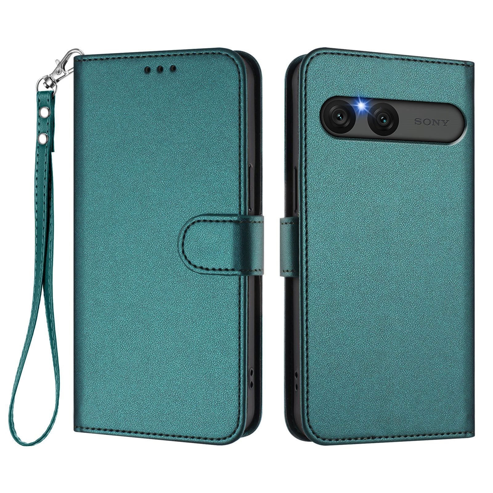 Sony Xperia 10 VII - EIDERWOOD Kunstlæder Flip Cover - Kortholder & Strop - Grøn