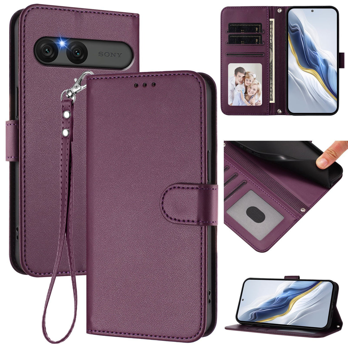 Sony Xperia 10 VII - EIDERWOOD Kunstlæder Flip Cover - Kortholder & Strop - Lilla