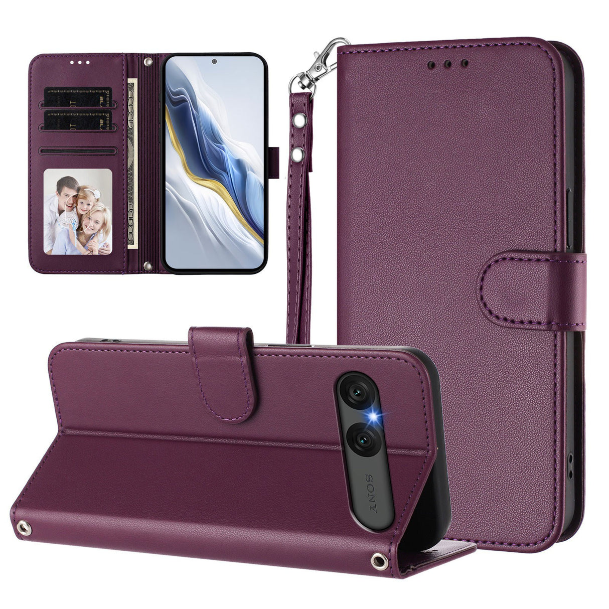 Sony Xperia 10 VII - EIDERWOOD Kunstlæder Flip Cover - Kortholder & Strop - Lilla
