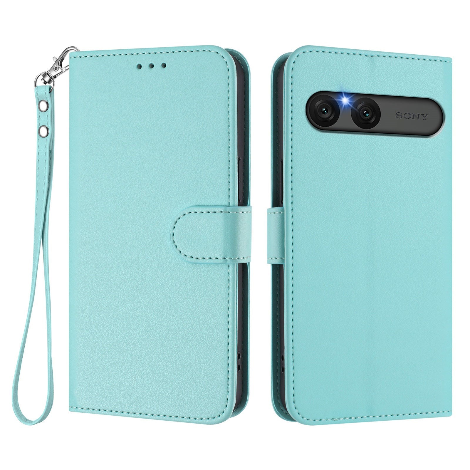 Sony Xperia 10 VII - EIDERWOOD Kunstlæder Flip Cover - Kortholder & Strop - Lyseblå