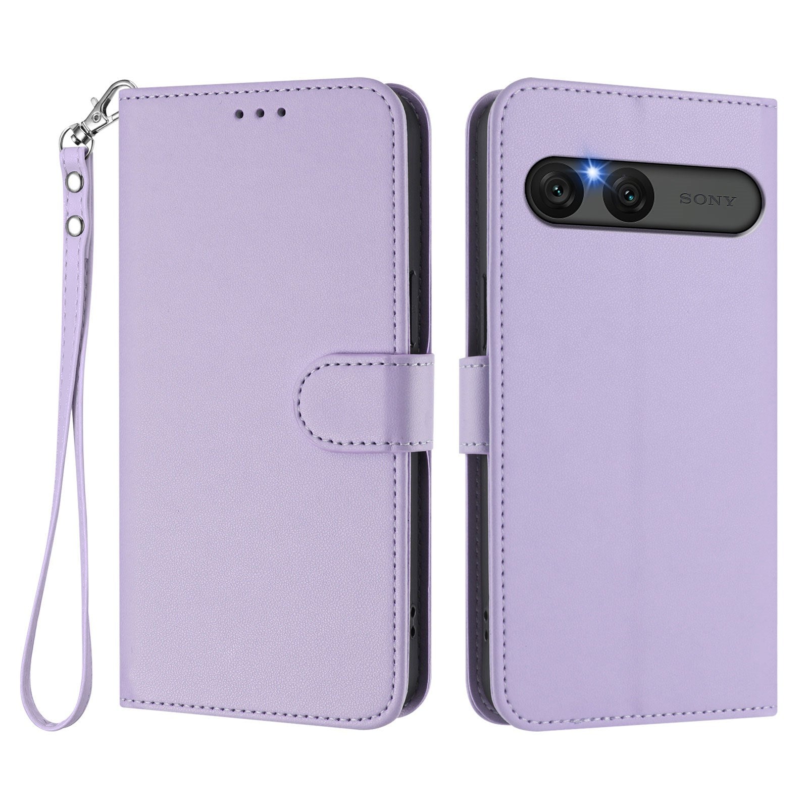 Sony Xperia 10 VII - EIDERWOOD Kunstlæder Flip Cover - Kortholder & Strop - Lyslilla