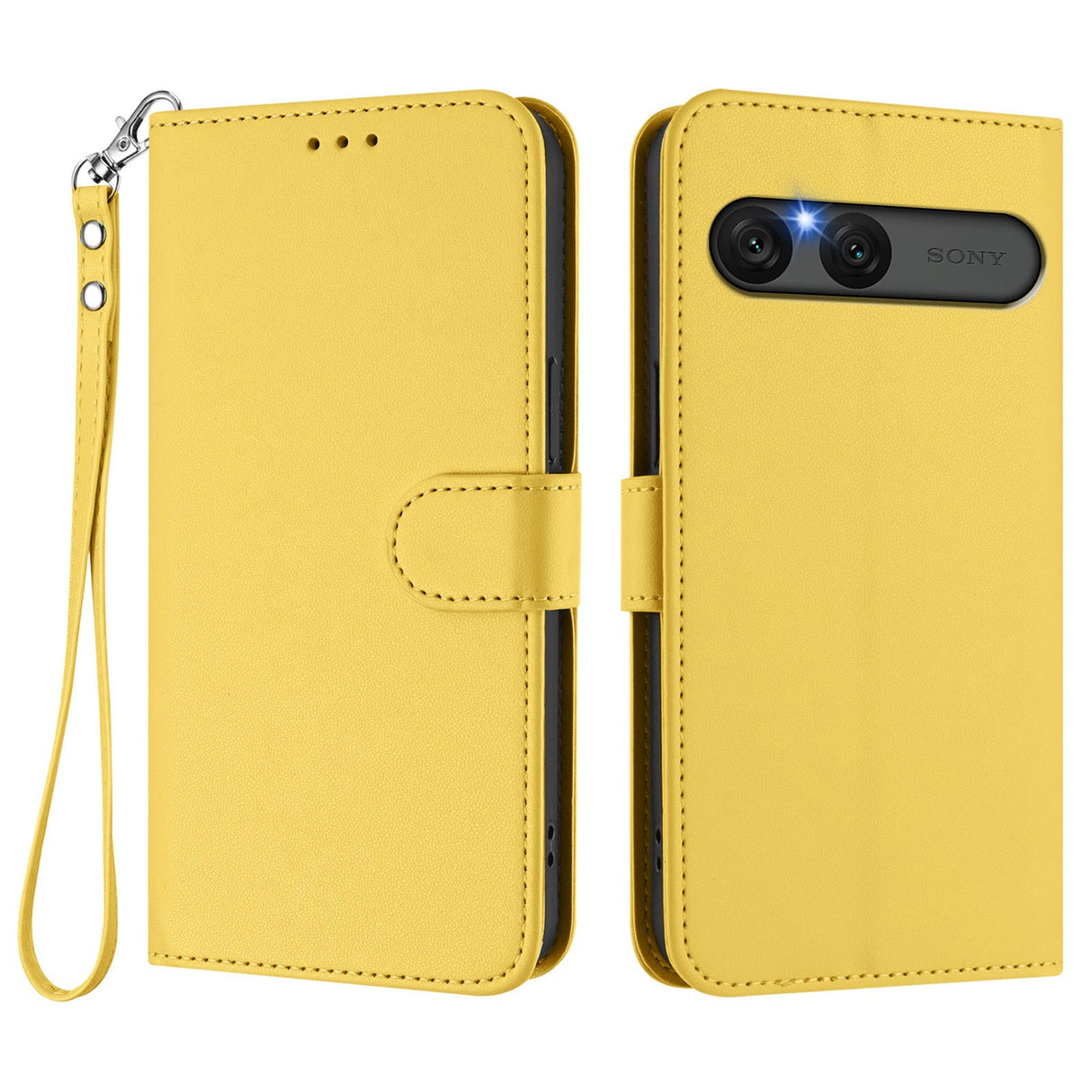 Sony Xperia 10 VII - EIDERWOOD Kunstlæder Flip Cover - Kortholder & Strop - Gul