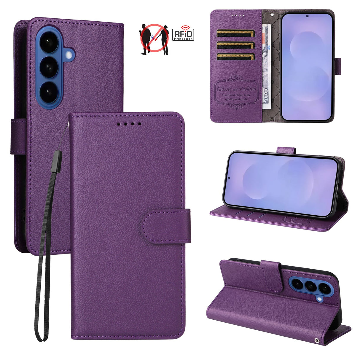 EIDERWOOD Samsung Galaxy S26 Kunstlæder Flip Cover - Strop - Lilla