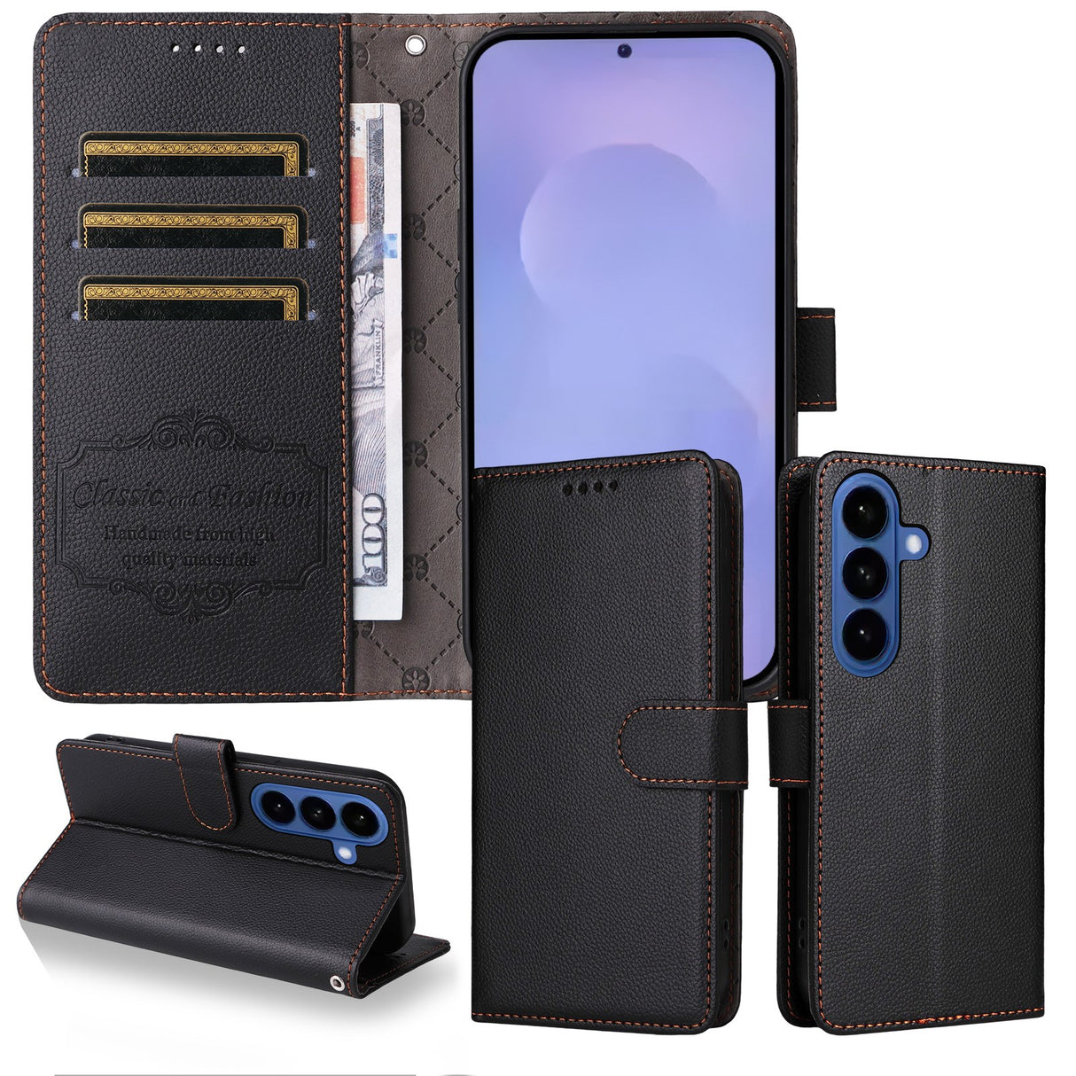 EIDERWOOD Samsung Galaxy S26 Kunstlæder Flip Cover - Strop - Sort