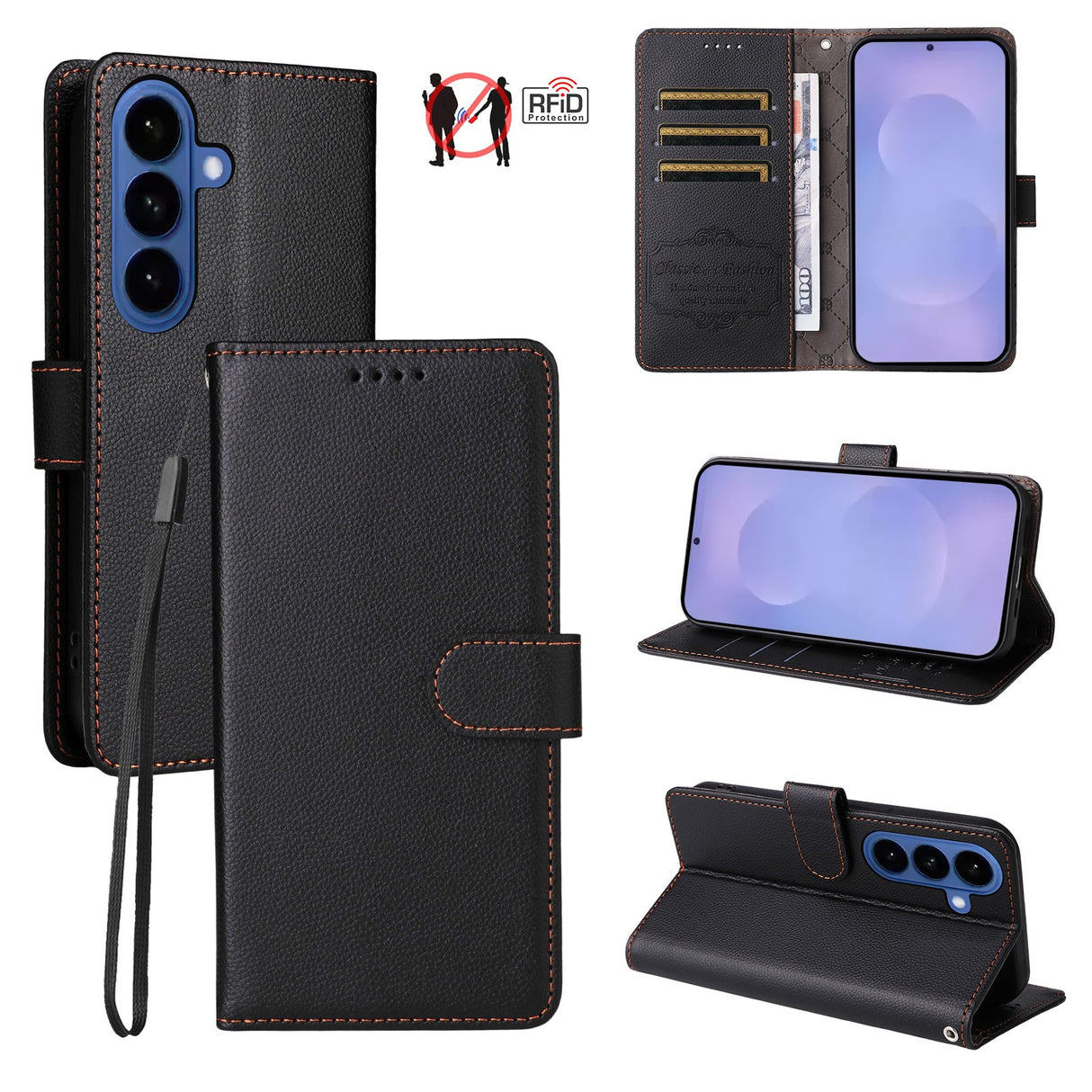 EIDERWOOD Samsung Galaxy S26 Kunstlæder Flip Cover - Strop - Sort