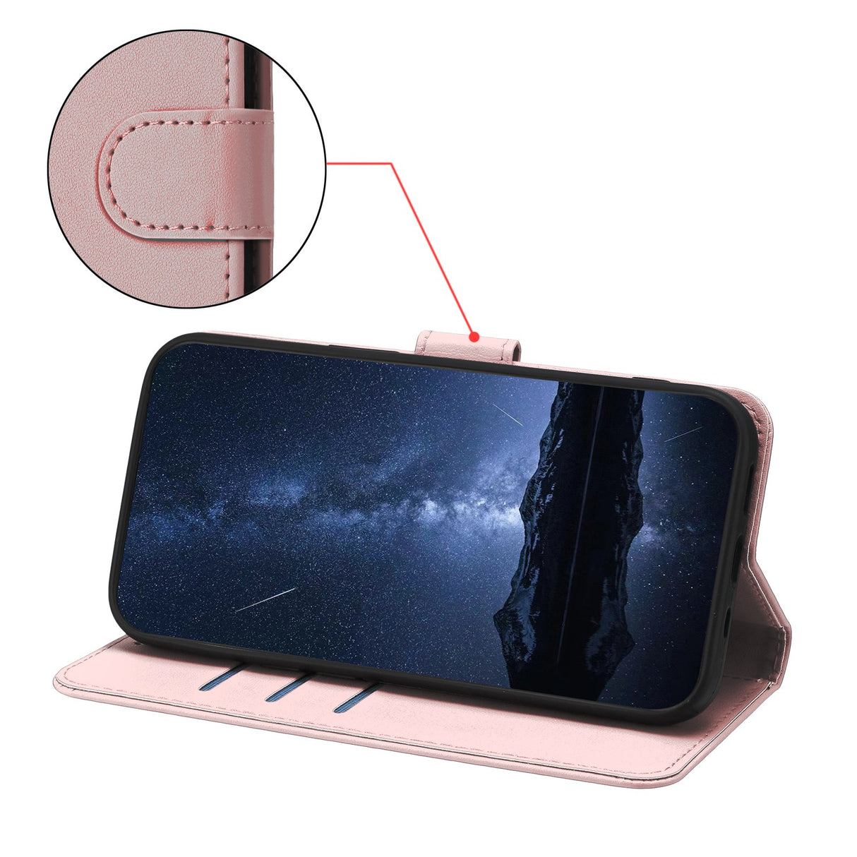 Honor Magic8 Lite EIDERWOOD Kunstlæder Flip Cover m. Kortholder - Rose Gold