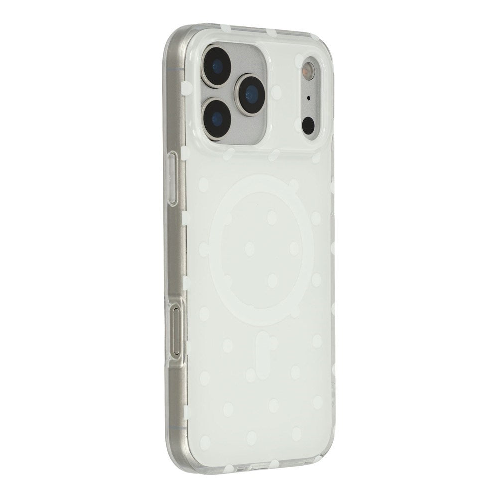 EIDERWOOD iPhone 17 Pro Hybrid Mobil Cover m. Polka Design - MagSafe Kompatibel - Gennemsigtig / Hvid