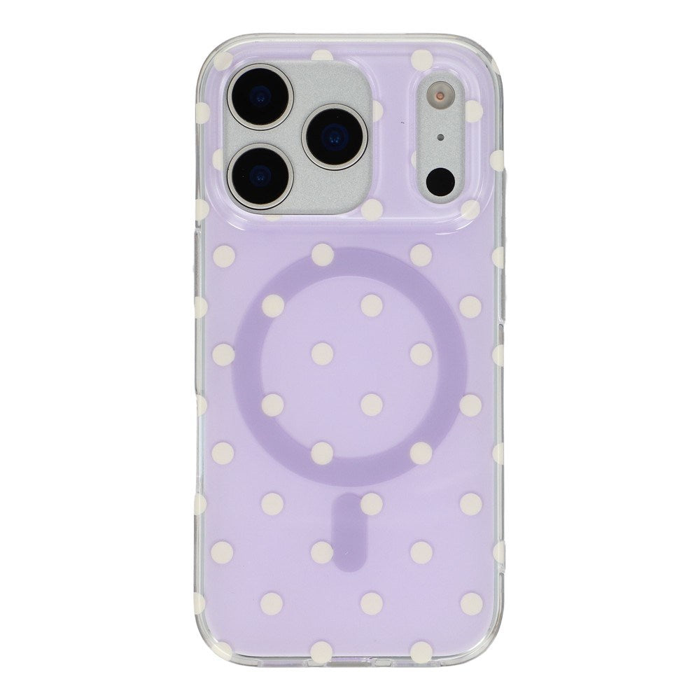EIDERWOOD iPhone 17 Pro Max Hybrid Mobil Cover m. Polka Design - MagSafe Kompatibel - Gennemsigtig / Lilla