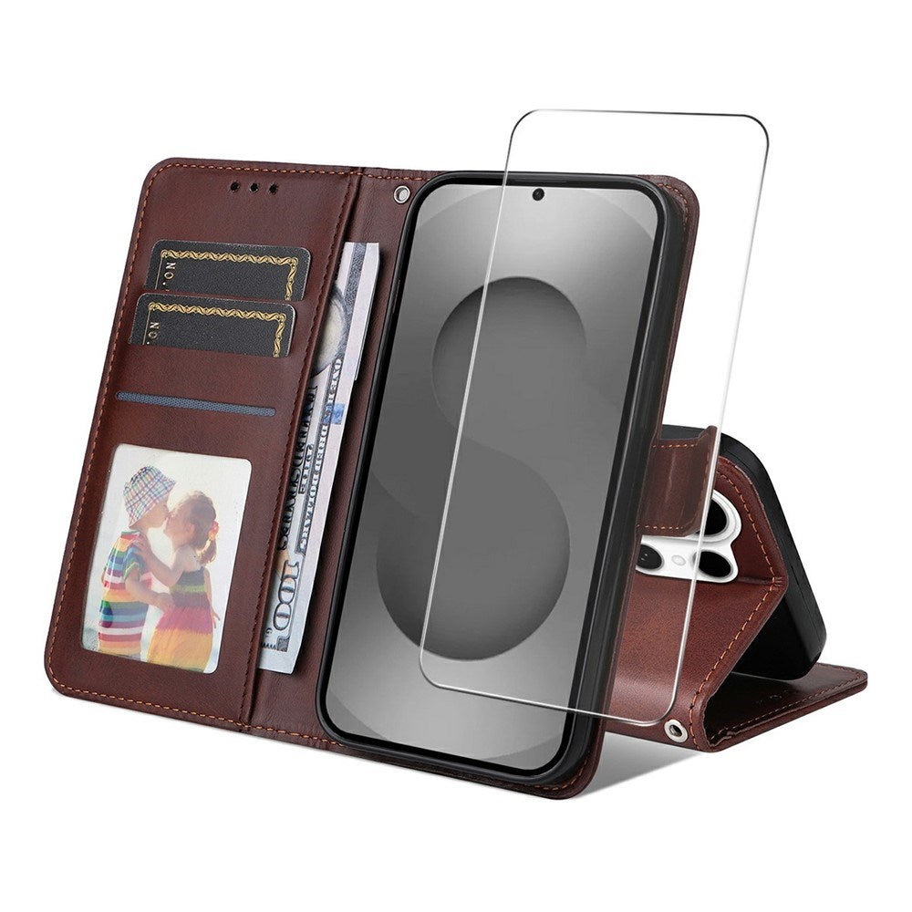 Samsung Galaxy S26 Ultra ENKAY - 2-i-1 Kunstlæder Cover inkl. Skærmbeskyttelsesglas - Brun