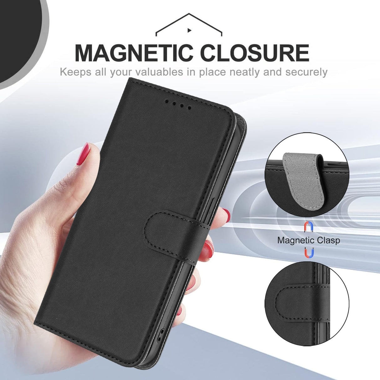 Honor Magic8 Lite EIDERWOOD Kunstlæder Flip Cover m. Kortholder - Sort