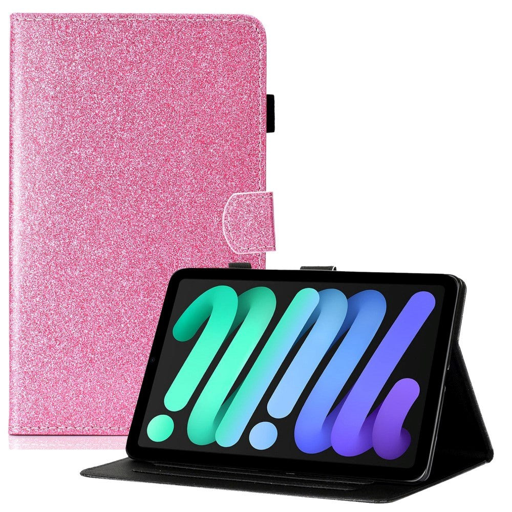 iPad 11" (2025) / iPad 10.9" (2024/2022) Glitter Flip Cover m. Flipstander & Kortholder - Lyserød