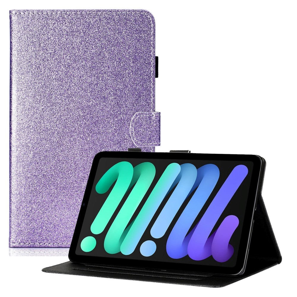 iPad 11" (2025) / iPad 10.9" (2024/2022) Glitter Flip Cover m. Flipstander & Kortholder - Lilla