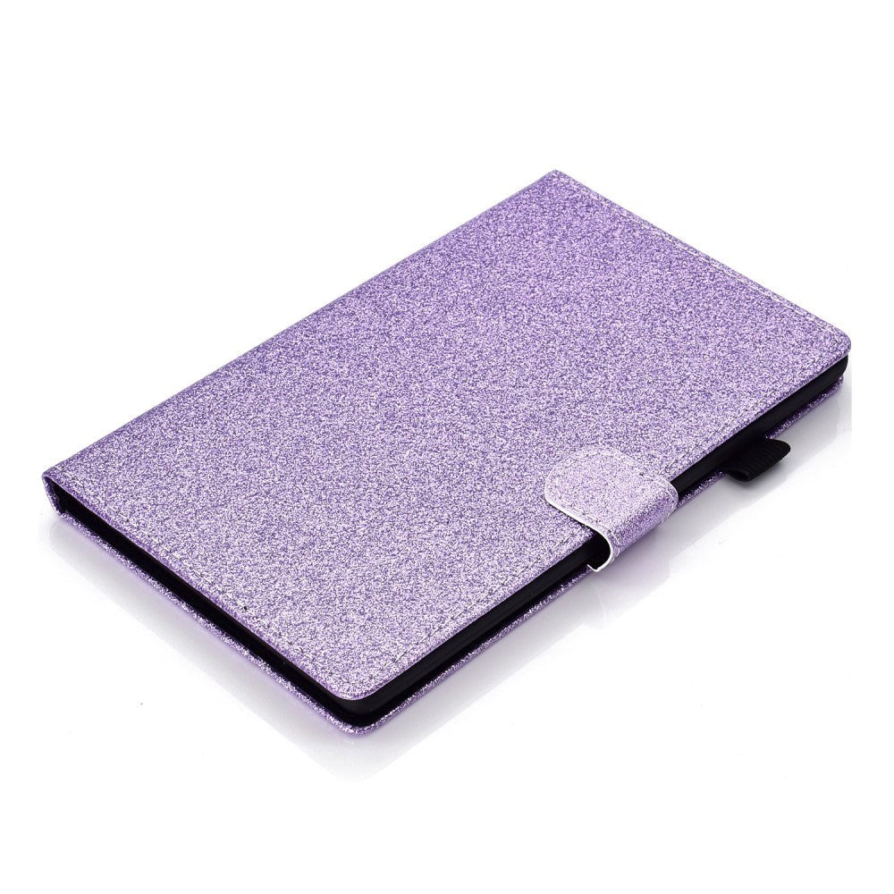iPad 11" (2025) / iPad 10.9" (2024/2022) Glitter Flip Cover m. Flipstander & Kortholder - Lilla
